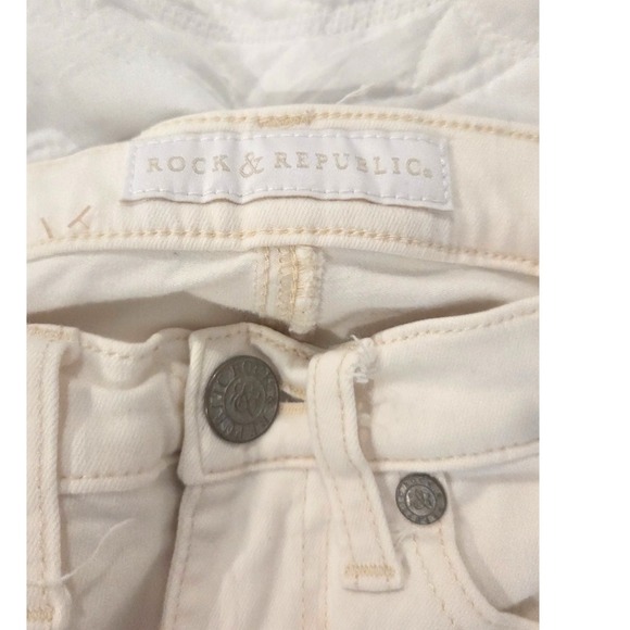 Rock & Republic Cream Denim Jeans‎ Womenswear Style Casual Elegant - Picture 3 of 5